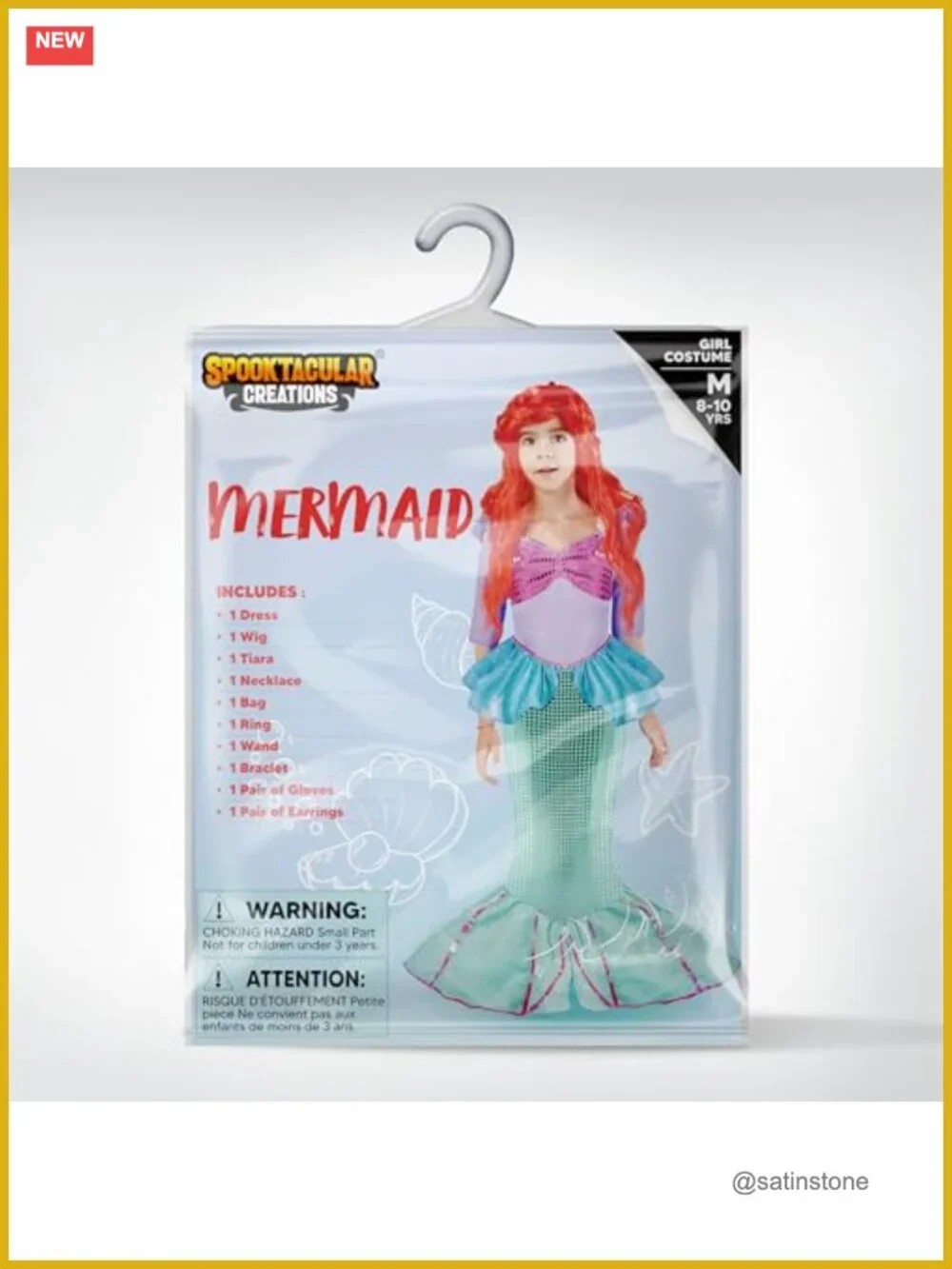 Girls Sequin Mermaid Costume Dress Set with Wig and Accessories Halloween